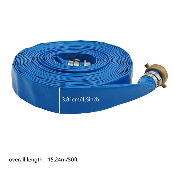 Vattenavloppsslang, Tung PVC, 15 Meter Lång,Blå