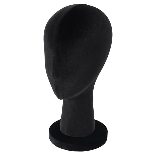 Mannequin Hoved, Holdbart Velourmateriale, Letvægtsdesign,Sort