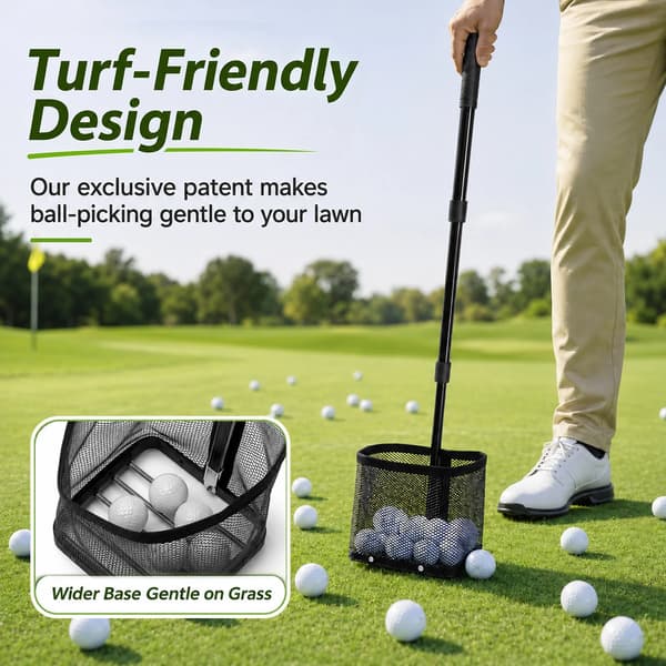 Golfbollsuppsamlare, Justerbar Höjd, Multi-Boll Uppsamling, svart