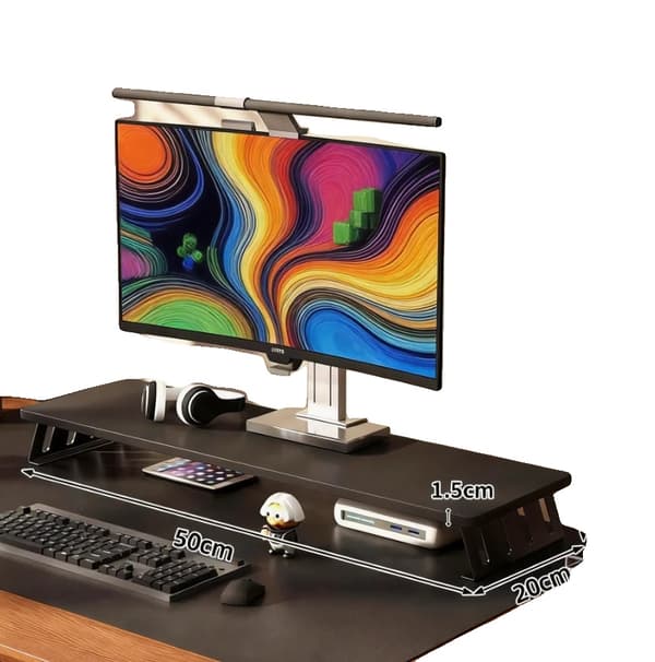 Monitorstand, Ergonomisk Design, Justerbar Højde,B-Sort