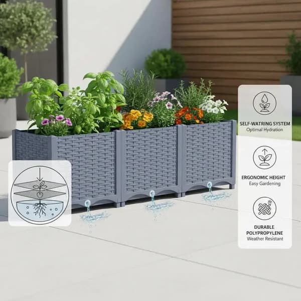 Planter, Polypropylenmateriale, UV-bestandig design,Blågrå svin