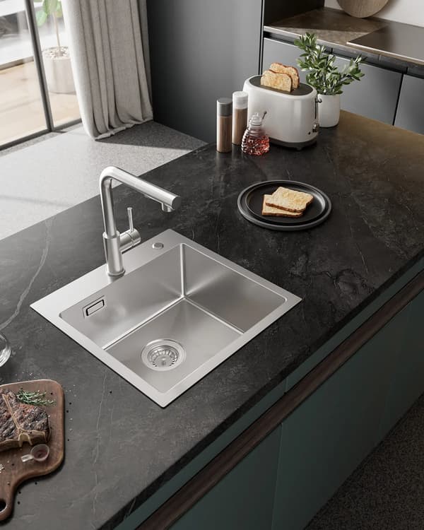 Köksdisk, Rostfritt Stål, Enkelt Skål Design,Ljus Silver
