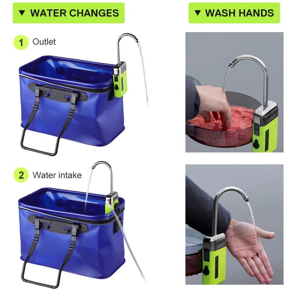 Vattenpump, Automatisk Induktion, USB-laddning,8W, grön
