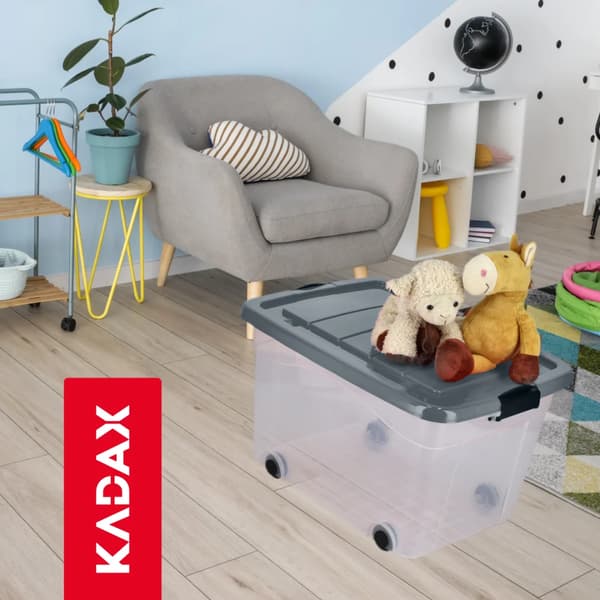 Opbevaringsbeholder, Stor Kapacitet, Stabelbart Design,L, Lys Grå