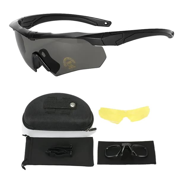 Militära taktiska goggles, polariserade linser, stötresistenta,Svart-PC lins