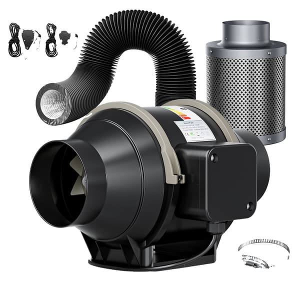 Inline ventilator, variabel hastighedskontrol, stille drift,4 Tommer