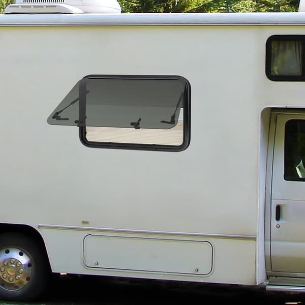 Campingvindu, integreret insektnet, sidevindue til campingvogne,sort