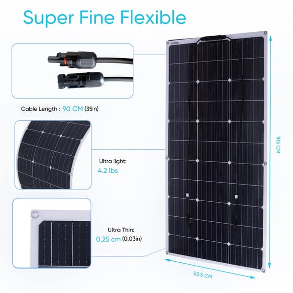 Flexibel Solpanel, Hög Effektivitet, Väderbeständig,PET100W 1PCS