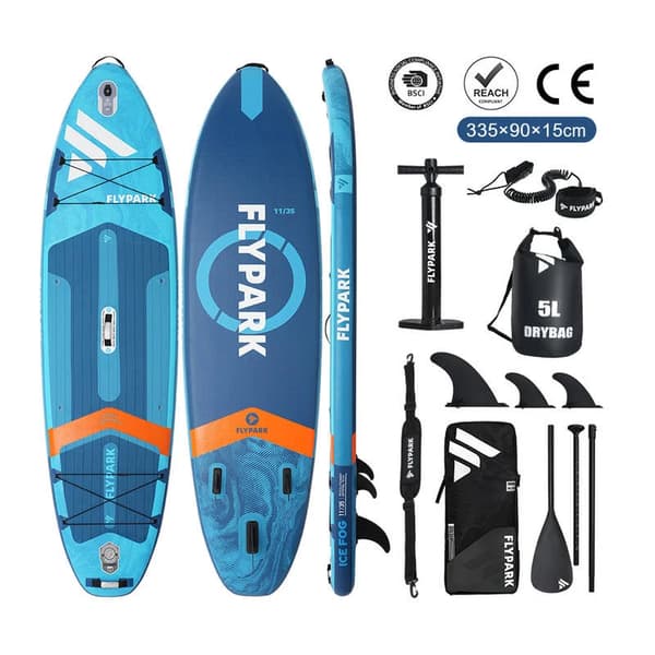 Oppustelig Stand Up Paddle Board, Tri-Fin Konfiguration, Holdbart PVC Materiale,Blå