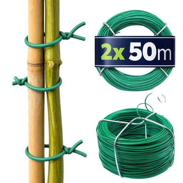Trädgårdstråd, PVC-belagd, 50m längd,Ljusgrön
