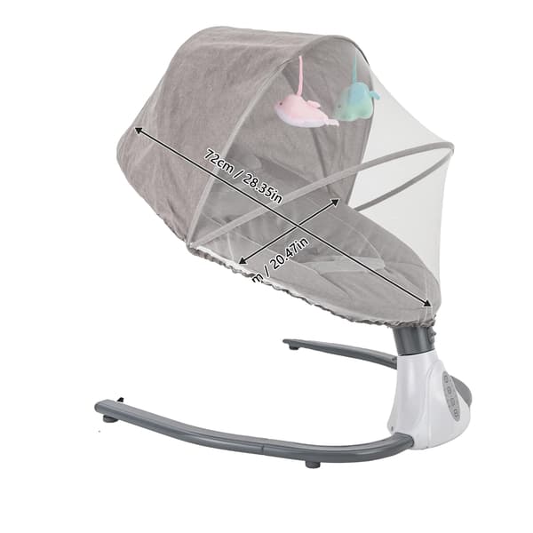 Elektrisk Babyswingstol, 4 Växlar, Bluetooth Musik,GRÅ
