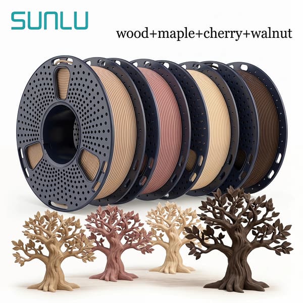 3D-printer filament, PLA-material, 250g spoler,Træ 250g x 4