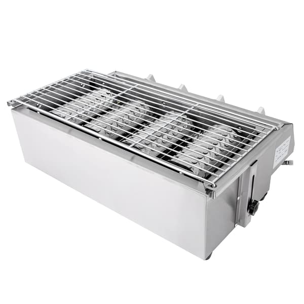 Bärbar Grill, Rökfri Matlagning, Justerbar Höjd,Silver