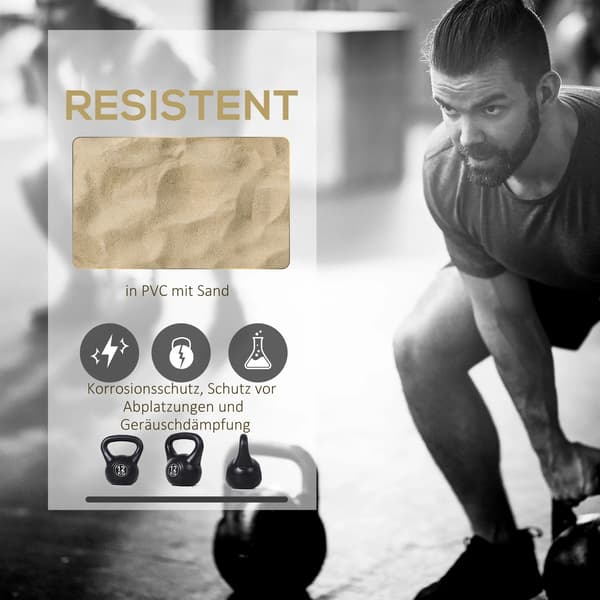 Kettlebell, 12 kg Vikt, Mångsidig för Styrketräning, Svart