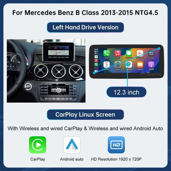 Multimedia Display, 10,25-tommer Skærm, CarPlay og Android Auto Support,12.3 B LHD