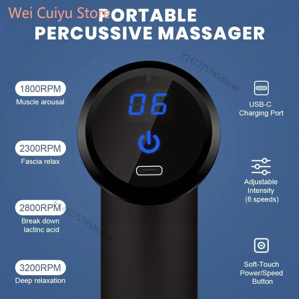 Massagepistol, Bærbar Design, Dybvævsmassage,sort