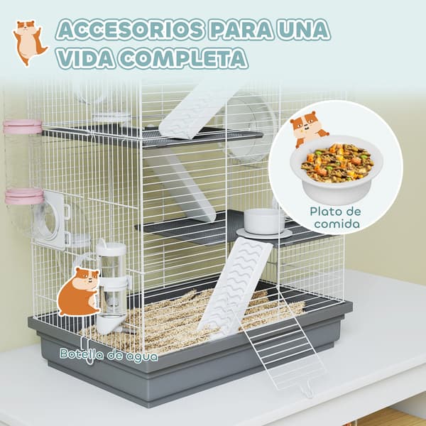 Hamsterihäkki, Monitasoinen rakenne, Sisältää tarvikkeet, HARMAA