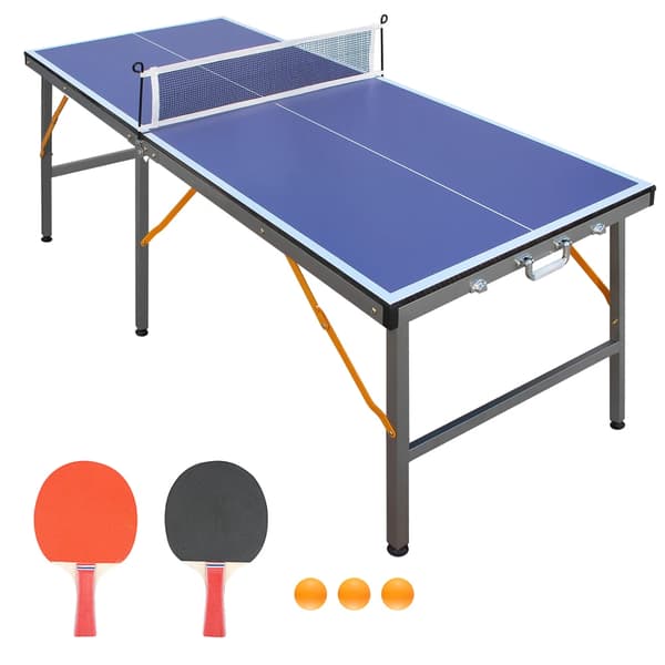Ping Pong Bord, Fällbar Design, Inkluderar Paddlar och Bollar, Blå