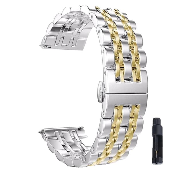 Urrem, Rustfrit Stål, Unisex Design,Sølv-guld, 18mm-a