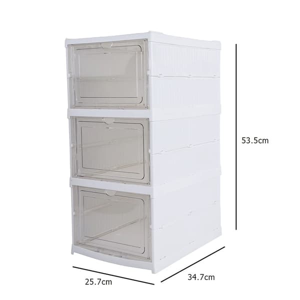 Skoopbevaringsboks, Stabelbar Design, Klar Frontpanel,3 lag
