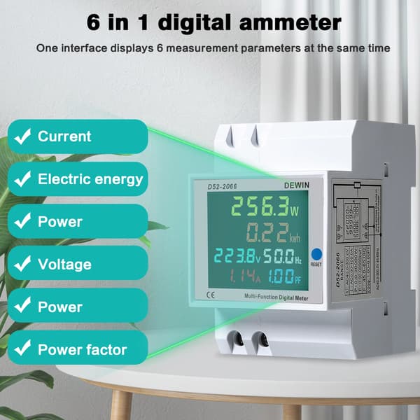 Elektrisk energimåler, LCD-display, indbygget strømtransformator,AC 40V-300V