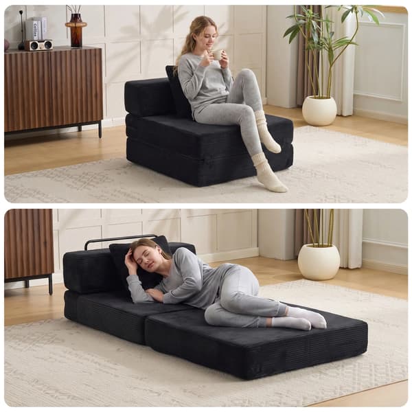 Sofa Seng, Pladsbesparende Design, Multifunktionel Brug,Sort