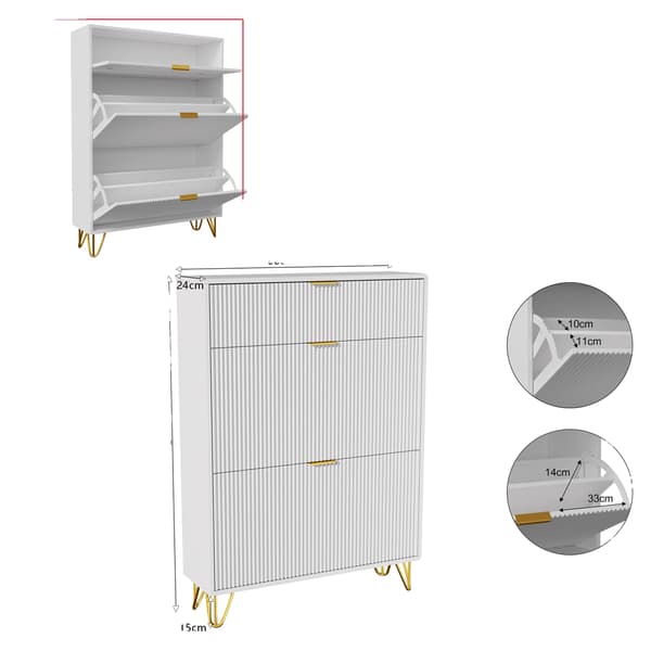 Sko skåp, Modern design, Justerbar förvaring,Vit B 80x24x118cm