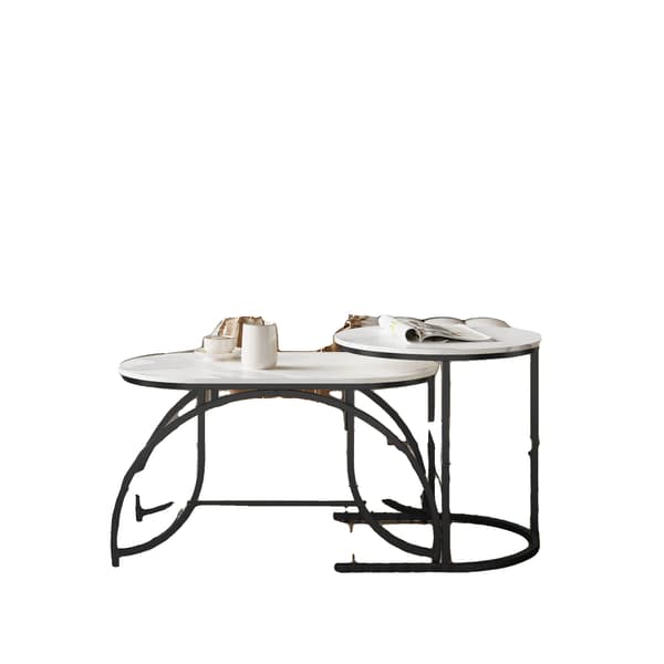 Lave borde, rund design, to-lags opbevaring,sort