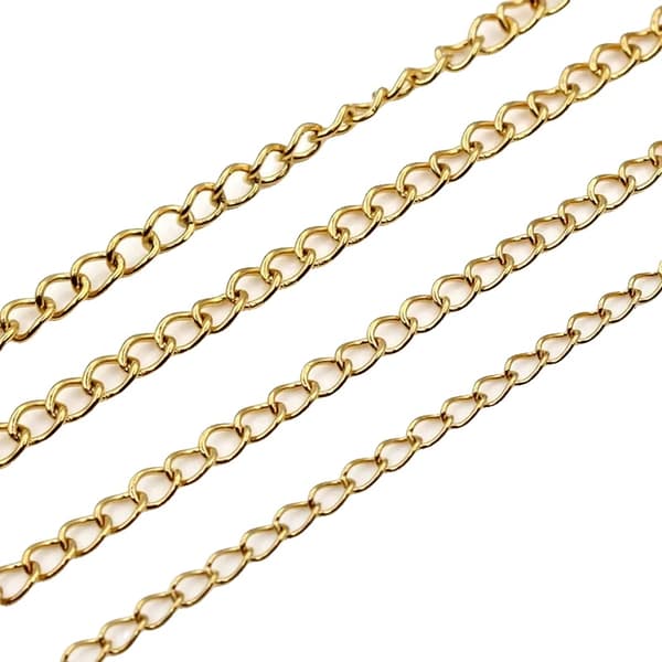 Halskæde Kæder, Rustfrit Stål, 5 Meter Længde,Rustfrit Stål Guld-a, 3.5x2.5 mm-a