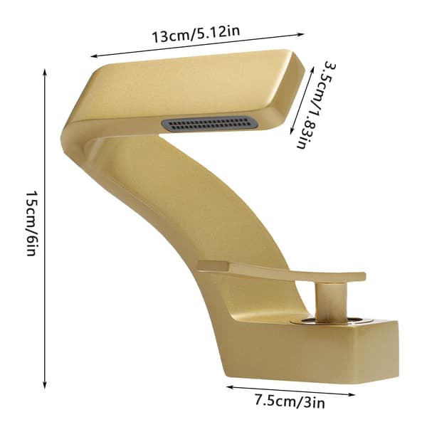 Basinblandare, Vattenfall Design, Dubbel Kontrollfunktionalitet,Guld