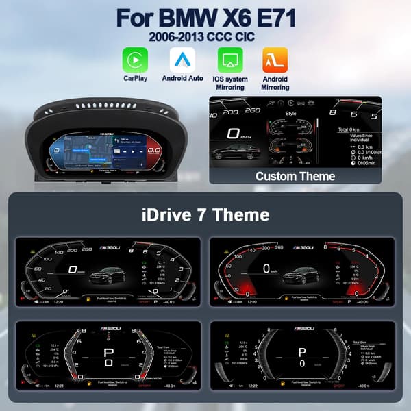 Digitalt Speedometer Cluster, Carplay, Adaptiv Fartpilot,E71 Carplay version
