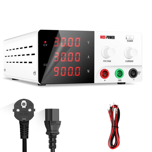 Strömförsörjning, Justerbar Spänning, Konstant Ström,30V 30A Vit