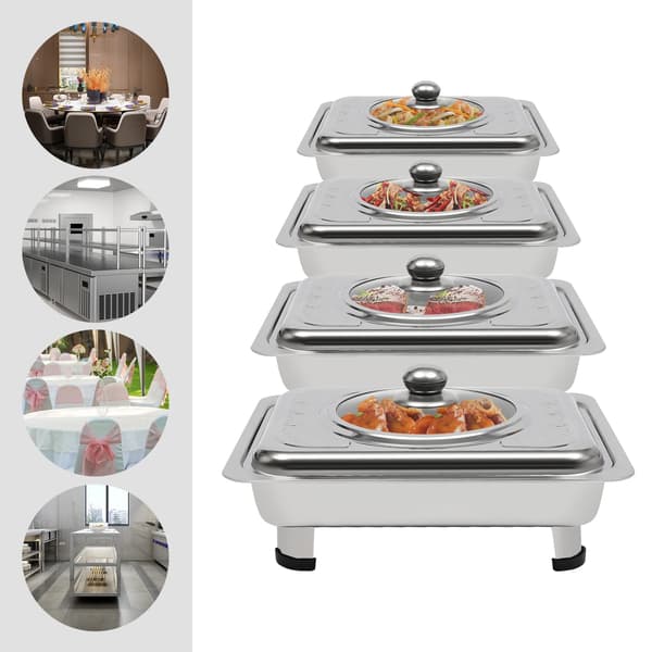 Buffébricka, Rostfritt Stål och Glas, Elegant Design,Silver