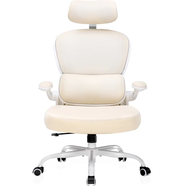 Kontorsstol, Ergonomisk Design, Justerbart Huvudstöd,Beige