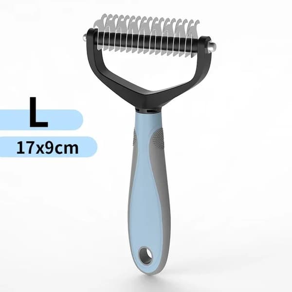 Kæledyrsgroomingværktøj, Uldudredningsbørste, Ergonomisk Design,blå L