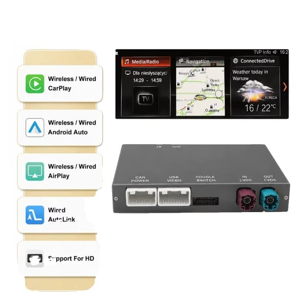 CarPlay Interface Decoder, Trådløs Forbindelse, Kompatibilitet med BMW NBT System,EVO CarPlay