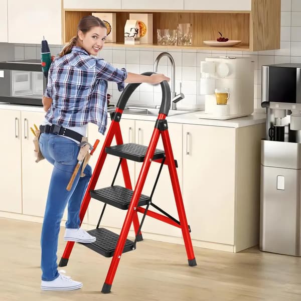 Stege, Fällbar Design, 150 kg Viktkapacitet,Röd