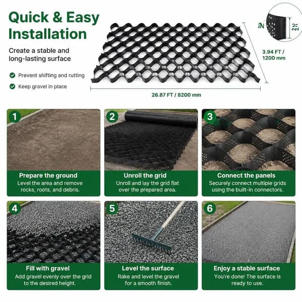 Grusgitter, Jordstabilisering, Holdbart HDPE Materiale,lys grøn
