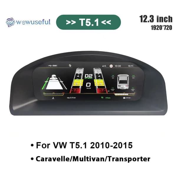 Digital Dashboard, 12,3-tommer LCD, HD-opløsning,For T5.1