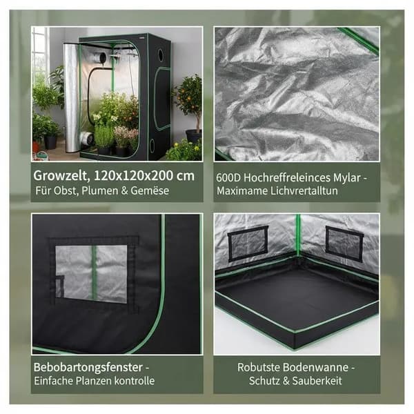 Odlingstält, Reflekterande Mylar, Inomhusväxtfunktioner, svart