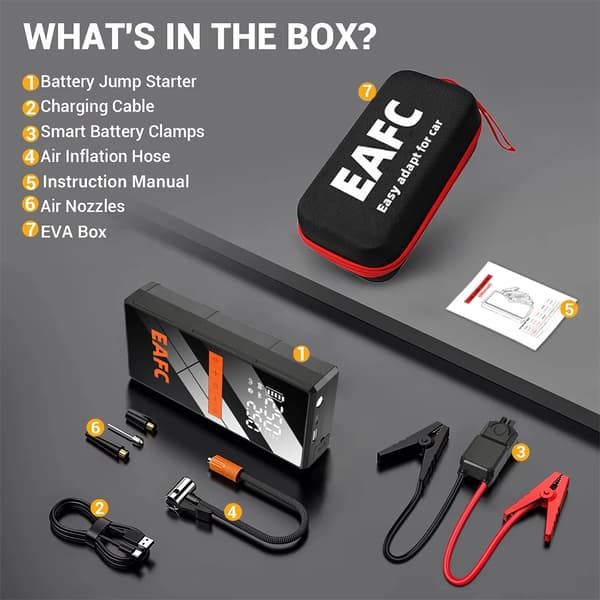 Bilstartare, Bärbar Luftpump, Powerbank, Smart klipp med BOX