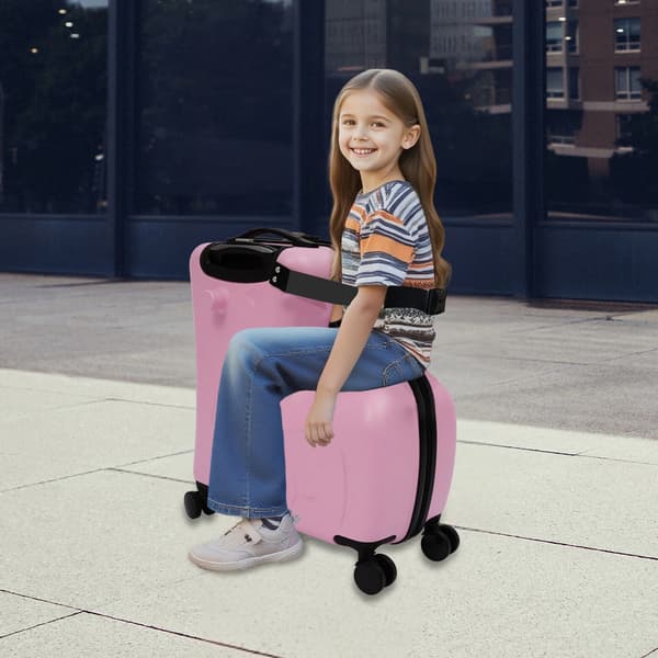 Børne Køre-kuffert, Kombinationslås, Sikkerhedsseler,Pink