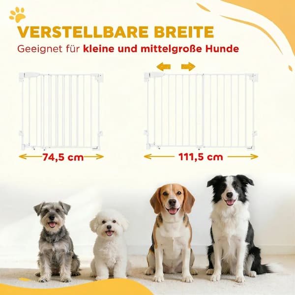 Djurgrind, Justerbar Bredd, Automatisk Stängningsfunktion,Vit