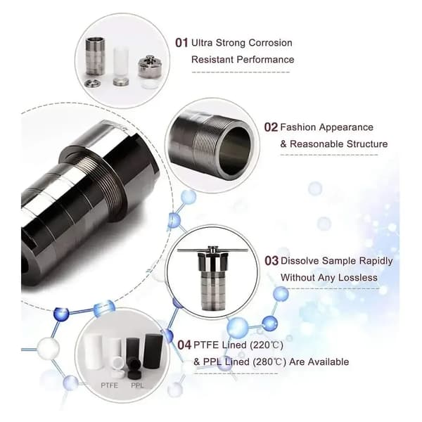 Hydrotermisk Syntese Reaktor, 50 mL Kapacitet, Rustfrit Stål Konstruktion,50ML