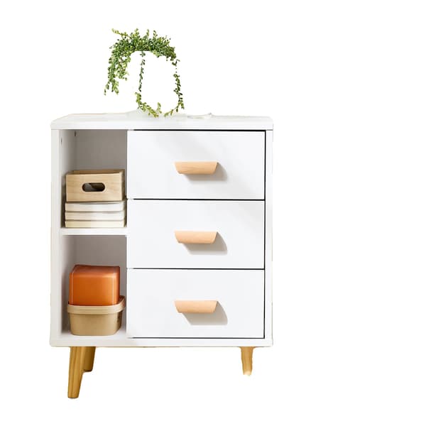 Natsbord, 3 Skuffer, Moderne Design,HVID