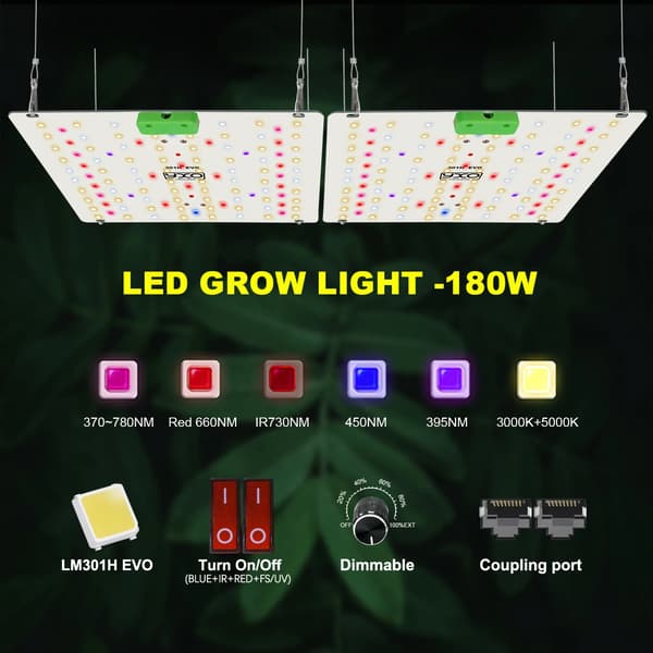 LED-kasvulamppu, täysivalo, energiatehokas,180W, EU