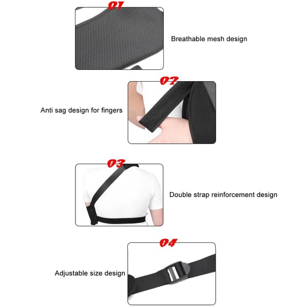 Arm Sling, Åndbart Mesh, Justerbart Design,sort