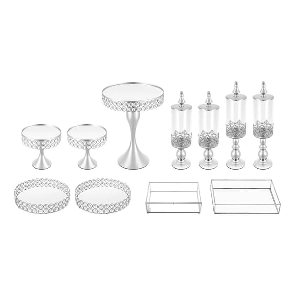 Tårtfat Set, Elegant Design, Hållbart Material,Silver