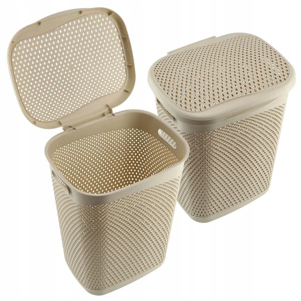 Tvättkorg, Rymlig 55L Kapacitet, Lätt Design,Beige