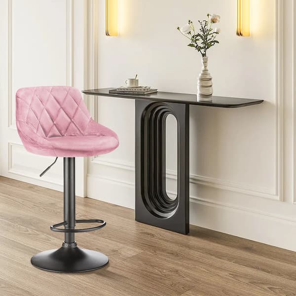 Barstol, Justerbar Höjd, Bekväm Sammetssits,Rosa